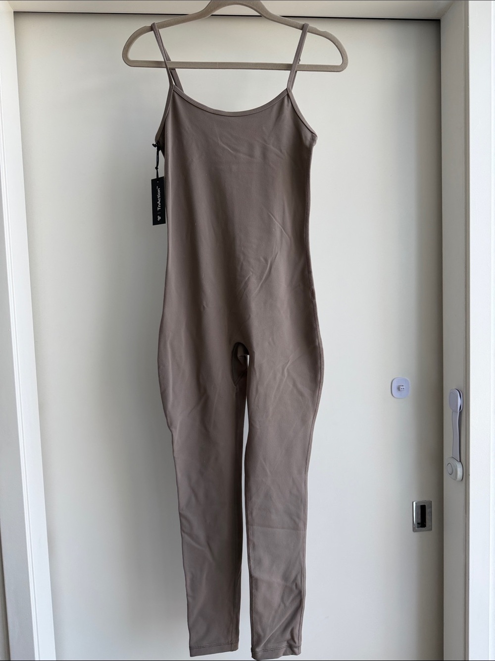 TNA Taupe Slim Spaghetti-Strap Jumpsuit